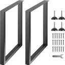 VEVOR 28 Inch Adjustable Furniture Legs, Square Reinforced Steel Office Table Legs Set of 2 for DIY, Max Load 1000 lbs Heavy Duty Desk Legs, Quick Instalation & Rich Accessories Legs Black