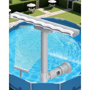 Pool Fountain for Above and Inground Pools, 2-in-1 Adjustable Wide Width Waterfall Pool Sprinkler Fountain for Cooling 10-20 Degrees, Outdoor Swimming Pool Accessories for Relaxation & Cooling (Grey)