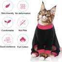 QBLEEV Sticky Hair Cat Clothes, Soft Cat Pajamas for Cats Only, Prevent Lost Fur Kitten Sweater Onesie, Stretchy Recovery Suit for Female Male Cats After Surgery Daily Wear, Black, S