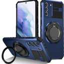 360Spin Magnetic Stand for Samsung Galaxy S21 Case Military Grade Shockproof Slim Protective Case for Samsung S21 with Ring Kickstand, Blue
