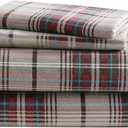 Eddie Bauer - Flannel Sheets King Size, Anti-Pilling & Wrinkle Resistant Cotton, Touchably Soft for All-Season Comfort - Bed Sheets with Matching Pillowcases & Fitted Sheet (Montlake Plaid Red)