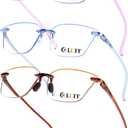 LUFF Cat-Eye Blue-Light Reading Glasses for Women, 3-Pack - Rimless Lightweight Comfort readers Integrated Silicone Nose Pads (Mix Color)