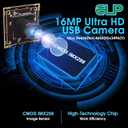 ELP 16 Megapixel USB Camera Module with 75degree No Distortion Lens 3496P 6K Embedded Webcam Board for Computer 16mp CMOS IMX298 USB2.0 Video Raspberry Pi Web PC Camera for 3D printer Bar/QR Code Scan