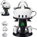 Lampelc VR Charging Stand for Quest 3, Quest 3S, Quest 2 Headset, Controllers Charger and VR Accessories, Headset Charging Dock with LED Lights
