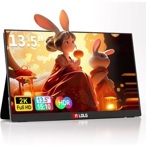 13.5''Portable Monitor for latop ,2K FHD 60HZ Laptop Monitor Screen,USB-C and HDMI Inputs, Ultra-Slim IPS Panel with HDR and Premium Smart Cover & Speakers for Laptop,PC,Phone,PS4/5,Switch,Mac,Xbox (Gray)