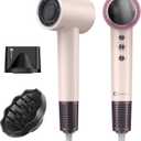 (OUTLET)slopehill 110,000 RPM Professional Hair Dryer - 0.8lb Ultra-Lightweight, 2 Billion Ion Technology for 98% Frizz Reduction, AI Smart-Temp Control, Magnetic Attachments for All Hair Types (Pink)