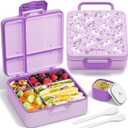 Fimibuke Bento Lunch Box for Kids, Leak Proof Toddler Bento Box with 4 Compartments BPA Free Dishwasher Safe Lunch Container with Utensils, Ideal Portion Sizes for Ages 3-12 Girls Boys for School (A17. Purple Unicorn)