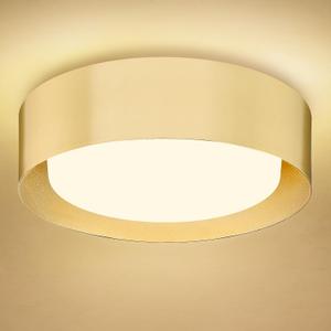 AUTELO Gold Flush Mount Ceiling Light, 16" 5CCT Ceiling Light with Frosted Glass in Gold Finish for Bedroom, C3336-40 BRZ LED