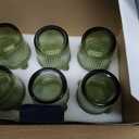 ZMOWIPDL Vintage Glassware Drinking Glasses Set of 6,13 oz Green Textured Flower Design Glass Water TumblersEmbossed Striped Drinkware for Water,Cocktails,Juice,Iced Coffee