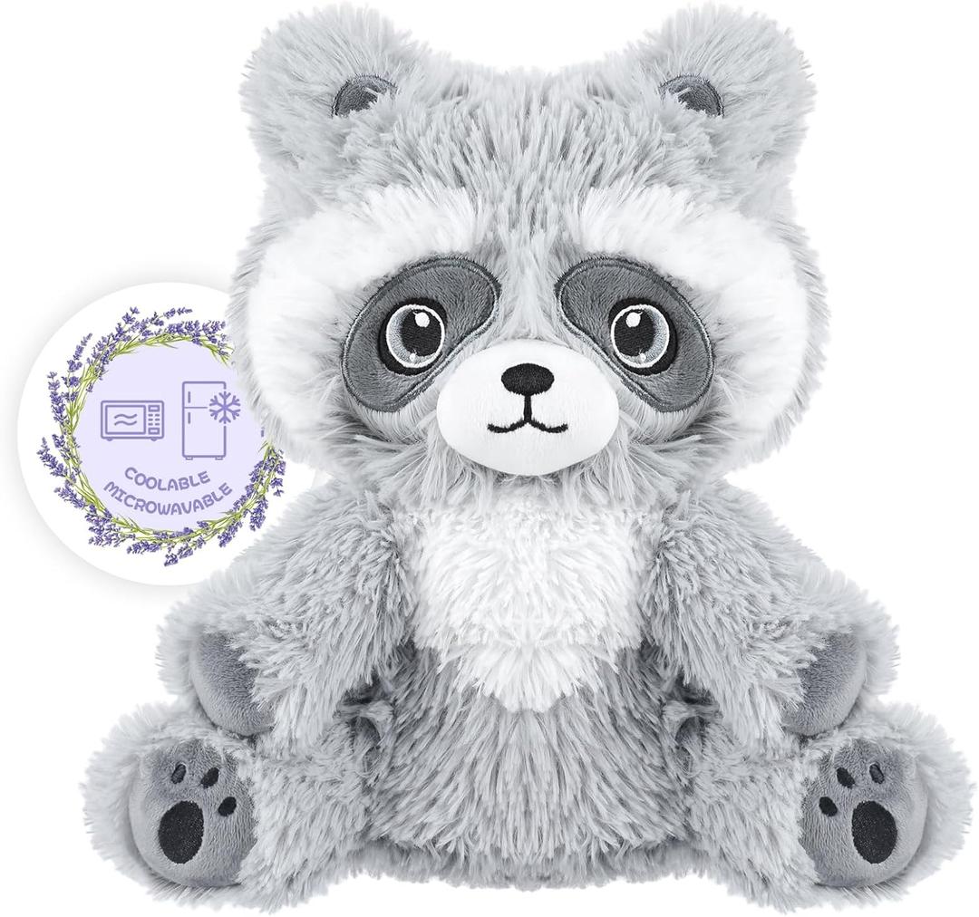 SuzziPals Heatable & Coolable Raccoon Stuffed Animal, Microwavable Heating Pad Plushies for Soothing & Relaxation, Heated Stuffed Animals with Lavender Scented, Raccoon Gifts