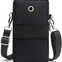 Small Crossbody Wallet Phone Bag Women Mini Crossbody Purse Cell Phone Shoulder Bag Mini Wallet Over Shoulder Strap (Ebony Black)
