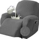 Gennia Waterproof Recliner Chair Cover,Stretch Reclining Sofa Covers with Pockets,Washable Lazy Boy Recliner Slipcovers,Leakproof Couch Protector for Kids, Pets, Dog and Cat (XL-Recliner, Dark Gray) (XL-1 Seat)