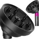 KingKam Upgraded Diffuser Attachment for Dyson Airwrap, Collapsible Foldable Hair Diffuser Nozzle for Airwrap, Converts for Dyson Airwrap to Hair Dryer, Travel and Portable - Black