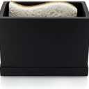 Essentra Home Matte Black Kitchen Sponge Holder, Modern Kitchen Sink Caddy with Drain Tray