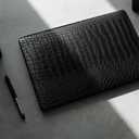 Compatible with New MacBook Pro 13 Inch Case 2022-2016 Release A2338 M1 M2/A2289/A2251/A2159/A1989/A1706 with Touch Bar & Touch ID, PU Leather Hard Case with Keyboard Cover, Black Leather