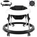 Baby Walker Black, Foldable 9-Gear Height Adjustable Baby Walker with Wheels, Infant Toddler Walker with Foot Pads, Anti-Fall Baby Walkers and Activity Center Bouncer Combo for Boys 6-24 Months…