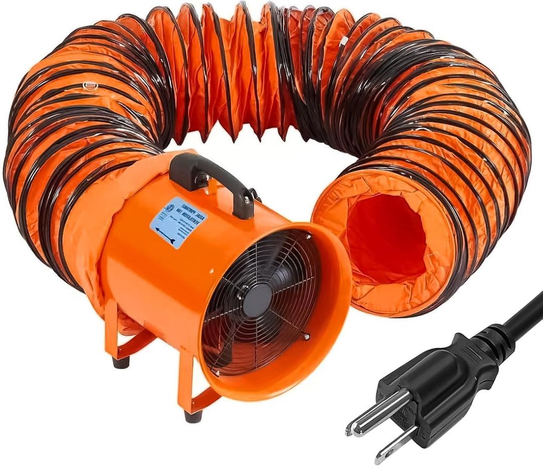 16-Inch Heavy Duty Portable Exhaust Fan - 5500 CFM High Velocity Blower, 2-Speed Adjustable with 32ft Vinyl Hose - Ideal for Crawl Spaces, Attics, Basements, Workshops, Garage