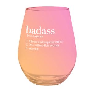 Slant Collections Celebration Wine Glasses Jumbo Stemless Wine Glass Holds a Full Bottle, 30-Ounce, Badass