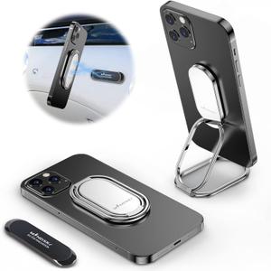 MINDSKY Phone Ring Holder -with Magnetic Car Mount Cellphone Finger Holder Cell Phone Kickstand Mobilephone Back Grip Compatible with iPhone iPad Smartphones Tablets (Silver)