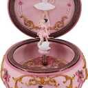 Classical Ballerina Music Box Collectible Mechanical Musical Box with Colorful Lights and Sankyo 18-Note Wind Up Signs of The Girl Heart Gift for Birthday Christmas(Swan Lake)