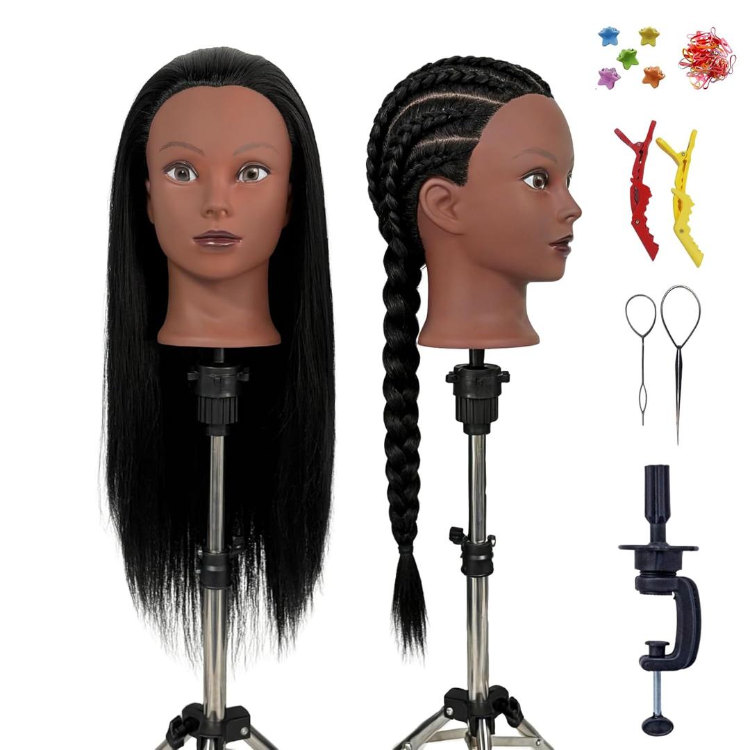 Mannequin Head with Hair for Braiding 24 Inch Practice Hair Mannequin Head for Hairstyling Traning Manikin Doll