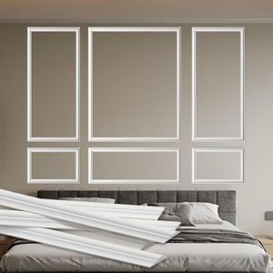 6-Frame Pre-Cut Wall Molding Kit, Premade Accent Wainscoting Panels for Living Room, Bedroom, Chair Rail Moulding Trim (Style 1), Paintable White 
