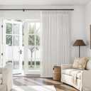 Pinch Pleated 70 Inch Extra Wide Living Room Curtains 96 Inches Long 1 Panel, Off White Memory Shape Flax Linen Semi Sheer Curtain Light Filtering Privacy Kids Bedroom 8FT Length Elegant Window Drapes