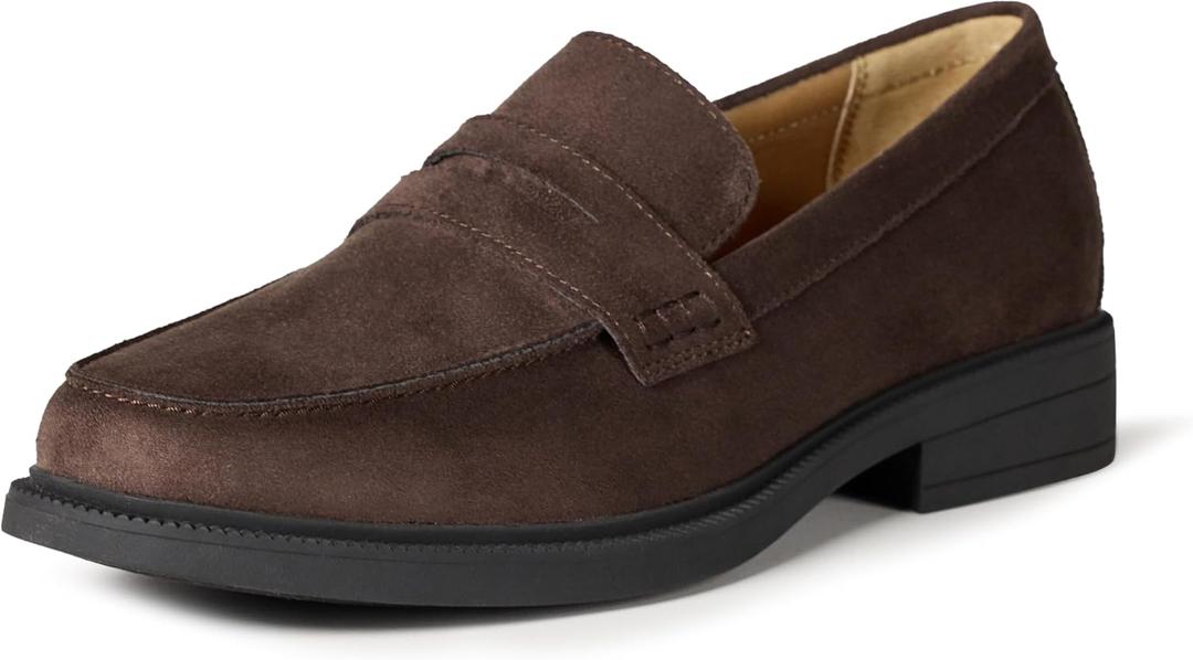 Amazon Essentials Men's Classic Penny Loafers Dress Shoes (10, Brown Faux Suede)