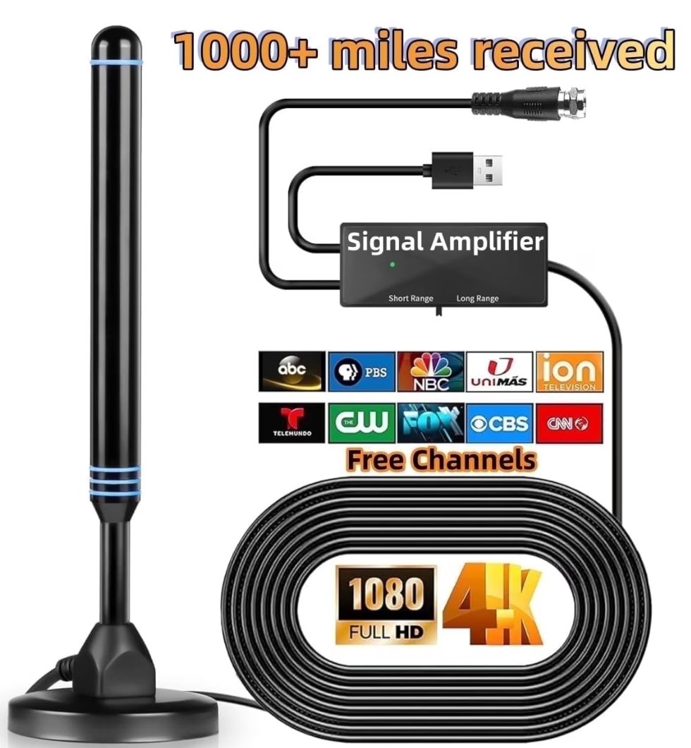 TV Antennas for Smart TV Indoor HD Digital New Antenna Long Range Reception Outdoor with Amplifier Signal Booster for Local Channels Supports 4K 1000+Mile range for Free Channels