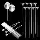 cobee 20 Pcs Balloon Holder Sticks, Plastic Balloon Sticks With Bases, Long Balloon Holder Sticks Balloon Weights for Tying Balloon Arch Anniversary, Birthday, Parties, Wedding Decorations