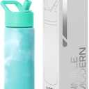 Simple Modern Kids Summit Water Bottle with Straw Lid | Vacuum Insulated Stainless Steel | Leak Proof BPA-Free Cup for School | 18oz, Ocean Tide