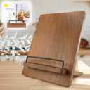 Cookbook Stand Recipe Book Holder: Recipe Cook Book Stand for Kitchen Counter, Wooden Adjustable iPad Tablet Cookbook Stand - Wood Cutting Board Style - Brown