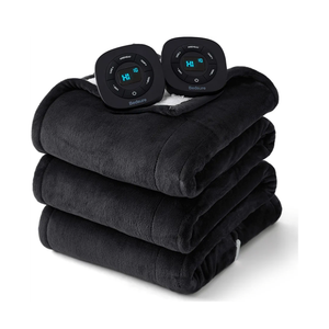 Bedsure Electric Blanket Queen Size  Dual Control Heated Blanket Queen, Fast Heating with 10 Time Settings & 10 Heat Settings, Warm Gift for Grandma (84x90 inches, Black)