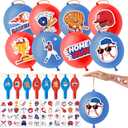 72 PCS Baseball Party Favors for Kids Birthday  48 Pre-Cut Temporary Tattoos & 24 Punch Balloons (18-inch), Sports Event Goodie Bag Fillers, Classroom Rewards
