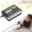 USB Cassette to MP3 Converter, Portable Walkman Cassette Audio Music Player Tape-to-MP3 Converter with Earphones, Volume Control, Auto Reverse, No PC Required