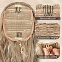FLUFYMOOZ Ponytail Extension, 22 Inch Drawstring Ponytail Hair Extensions for Women Long Curly Wavy Ponytail Natural Synthetic Hairpiece for Women (22 Inch Blonde with Blonde Highlights)