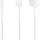 180PCS White Plastic Silverware,Heavy Duty Disposable Utensils Include 60 Forks,60 Spoons and 60 Knives,White Cutlery Plastic Silverware Sets for Party, Birthday,Wedding