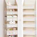 Criusia Over the Door Organizer, 6-Shelf Closet Hanging Storage with 13 Mesh Pockets, 55lbs Capacity Behind the Door Storage for Baby Nursery, Bathroom, Bedroom, and Dorm, Beige