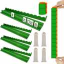 Upgraded Version,Mahjong Racks with Pushers,20 Inch,Wooden American Mahjong Tile Pushers and Racks Set of 4, with 4 Mahjong Racks Drawstring Bag, Mahjong AccessoriesGreen, 20 x 2.65 x 1.15 inches