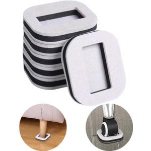 12 PCS Felt Furniture Coasters Caster Cups for Hardwood Floors, Felt Bottom Furniture Pads, Bed Office Chair Fridge Furniture Wheel Stopper to Prevent Sliding and Scratches (Beige, L: 2.6" * W:1.8")