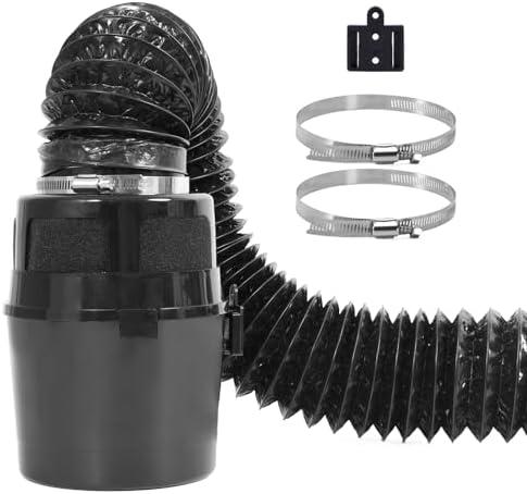 VIWINVELA 3 IN 1 Black Indoor Dryer Vent Kit with Black Hose - Inside Dryer Vent Filter Bucket Box - Dryer Lint Trap Lint Catcher for Electric Dryer