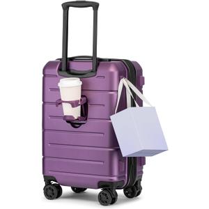 KYME Carry On Luggage 22x14x9 Airline Approved with TSA Lock Hardshell Expandable 20 Inch Luggage Carry On Suitcase with Wheels Small Travel Rolling Luggage with Cup Holder for Women Dark Purple