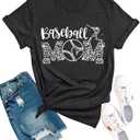 YZMI Mama Shirts for Womens Sport Mom Tshirt Funny Short Sleeve Letter Printed Tees Mom Gift Tops (Black, S)