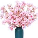 SITUMEIZI 6Pcs Artificial Cherry Blossom Branches Decor Fake Flowers Silk Spring Faux Flowers 16" Peach Bouquet for Home Wedding Bedroom Japanese Decoration DIY Table Centerpiece Arrangement(Pink)