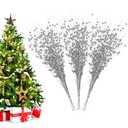 Losris Christmas Artificial Glitter Berry Stem Decorations Decorative Bead Sticks Xmas Picks Glittery Twigs Branches for Christmas Tree Wreath Gift Vase Home Decor Party Ornaments Silver 24 PCS