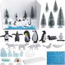 codree 30 Pcs Arctic Animals Habitat Diorama Project Set, Arctic Diorama Box Kit Figurine Toys Model, Polar Bear Penguin Animals Figurines Diorama Supplies for DIY Crafts Gifts School Project