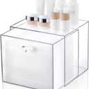 Disposable Face Towel Container Box Compatible with Clean Skin Club Clean Towel XL, AcrylicTowel Storage Bin with Drawer, Makeup Organizer stackable holder, Ideal for Vanity, Bathroom Organization