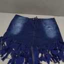 SIAEAMRG Women's Juniors Denim Shorts, High Waisted Frayed Raw Hem Tassels Short Pants Jeans (XX-Large, Blue+blue)