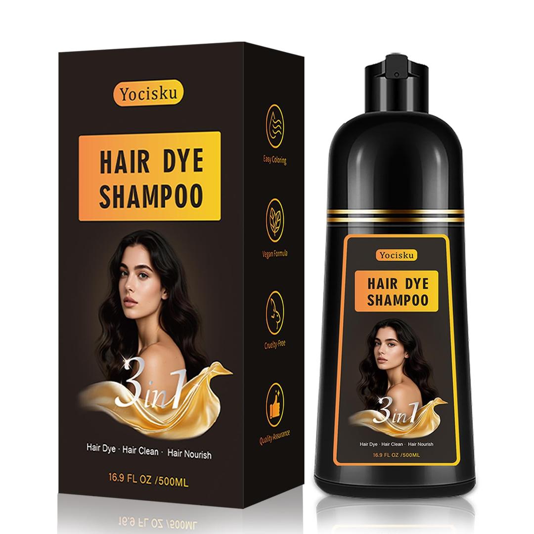 Brown Hair Dye Shampoo for Gray Coverage, Instant Hair Color Shampoo, Long Lasting Brown Hair Shampoo, Champu Para Canas, Gentle & Fast, Easy to Use, 16.90 Fl Oz