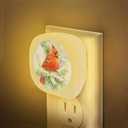 Bird Cardinal Night Light, Spring Cardinal Bird Cute Animals Dusk to Dawn Round Lamp Auto Sensor for Bathroom Hallway Living Room 3 items